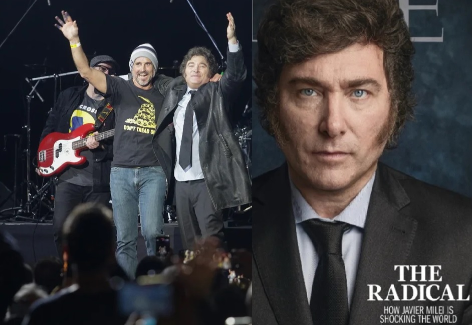 Javier Milei cantó Panic show contra “la casta” en el Luna Park y Time lo volvió tapa como “el radical que sacude al mundo”