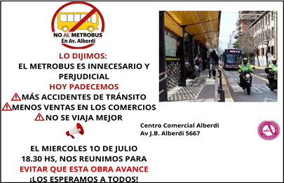 El Centro Comercial Alberdi vuelve a decirle no al Metrobus