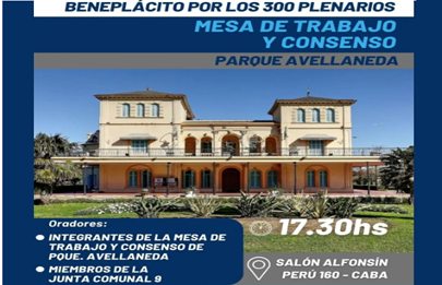 Legislatura porteña: Beneplácito por los 300 plenarios del Mesa de Trabajo y Consenso