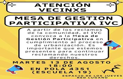 Convocan a reunión participativa del Instituto de la Vivienda de la Ciudad