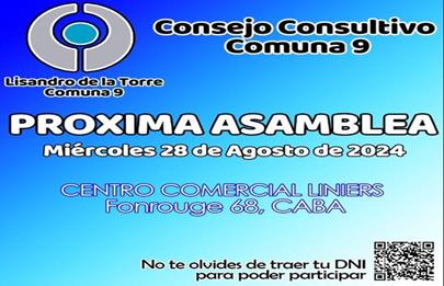 Convocatoria a la Asamblea ordinaria del Consejo Consultivo de la Comuna 9