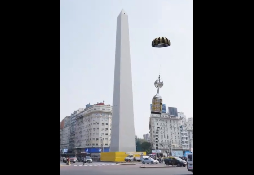 La Conmebol promocionó los octavos de final de la Copa Libertadores con una animación en el Obelisco