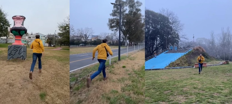 El influencer Leandro Igounet grabó un video en sitios emblemáticos de Saavedra