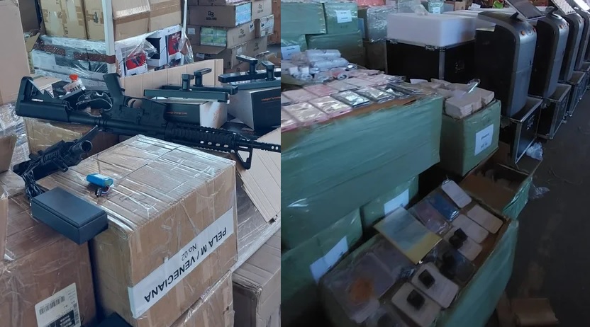 Retiro: decomisaron 20 contenedores con armas de aire comprimido, teléfonos y computadoras