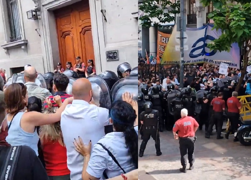 Incidentes, represión y al menos dos detenidos frente a la Legislatura tras la votación por enfermería