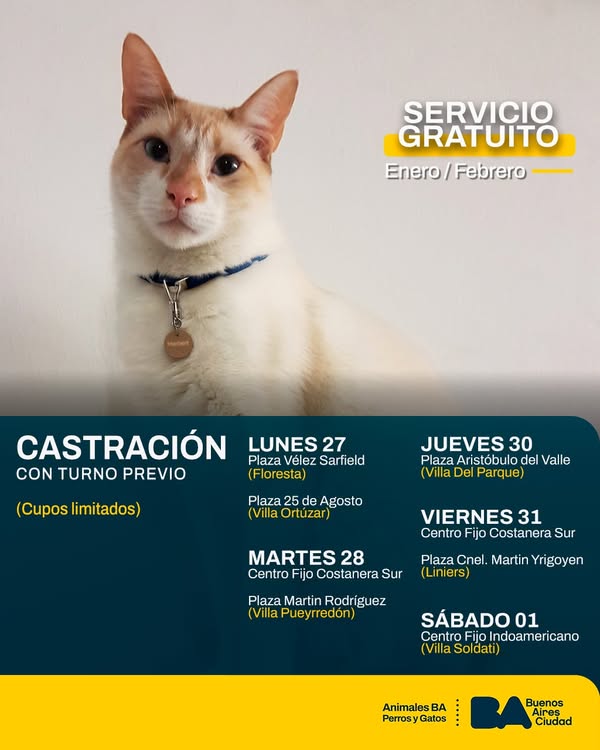 Inscripción para castraciones gratuita de mascotas en Liniers