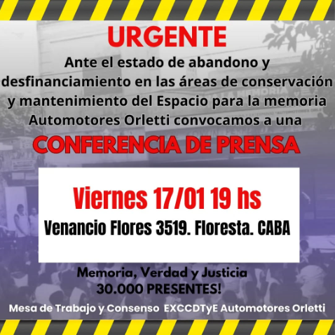 Orletti: denuncian abandono y desfinanciamiento por parte del Gobierno Nacional