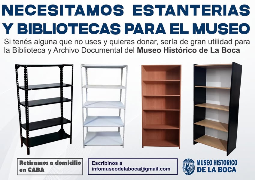Piden bibliotecas o estanterías en desuso para el Museo Histórico de La Boca