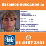 Buscan a Enzo Soza, un adolescente que volvió a su casa