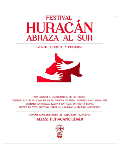 Festival “Huracán Abraza al Sur” en el Ducó