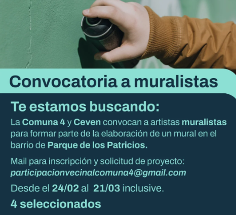 Convocatoria abierta para muralistas en la comuna 4