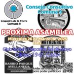 Convocatoria para la asamblea ordinaria del consejo consultivo comuna 9