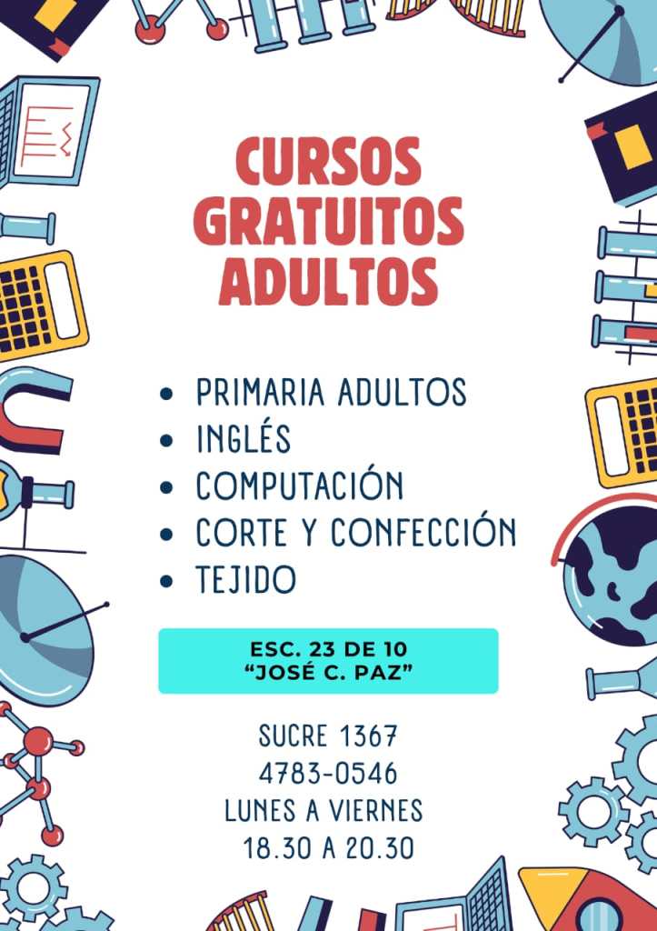 Cursos gratuitos en la Escuela 23 DE 10 «Jose Clemente Paz»