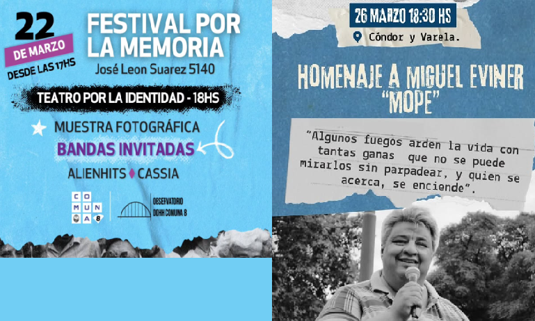 Festival por la memoria en la comuna 8 y homenaje a Mope