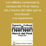 Comienzan los talleres en el espacio Marcó del Pont