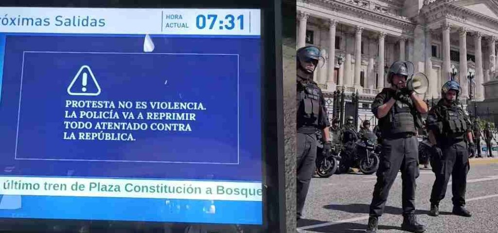 Marcha de jubilados y tratamiento del DNU por el FMI en Congreso, Balvanera: miles de policías en las calles, restricciones de circulación y anuncios de represión en las estaciones de tren