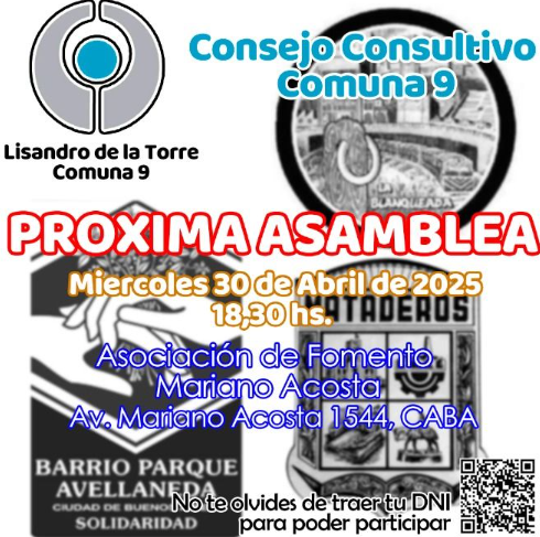 Miércoles de Asamblea ordinaria del consejo consultivo de la comuna 9