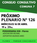 Convocatoria para el Plenario 126 del Consejo Consultivo de la Comuna 7