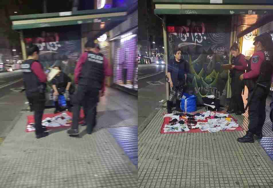 Abasto: la Policía de la Ciudad secuestró la mercadería de una mantera en Corrientes al 3000 y hubo polémica entre vecinos