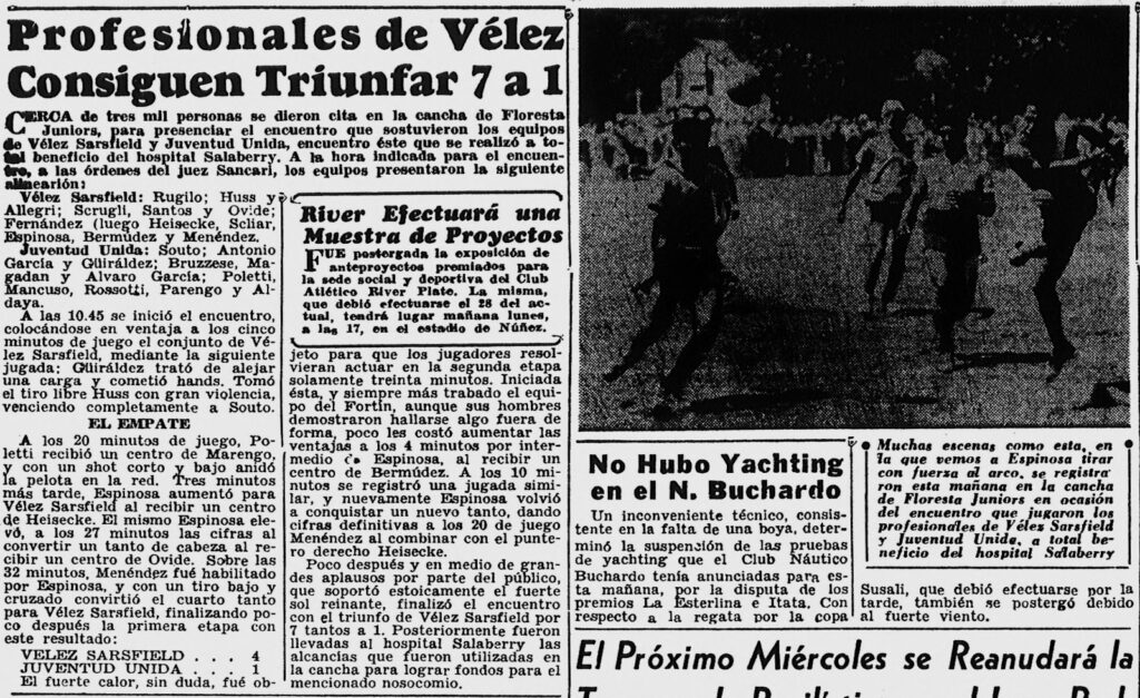 El día que Vélez jugó un partido a beneficio del Salaberry