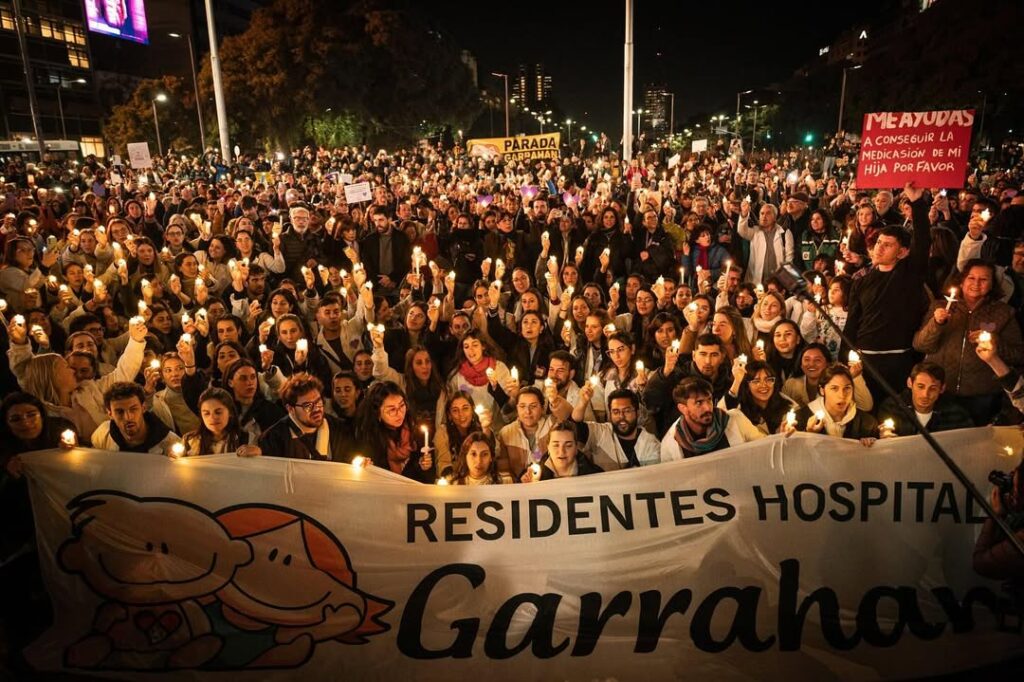 Hospital Garrahan: Noche de velas en el Obelisco con residentes y familias y asamblea de profesionales para analizar medidas de fuerza