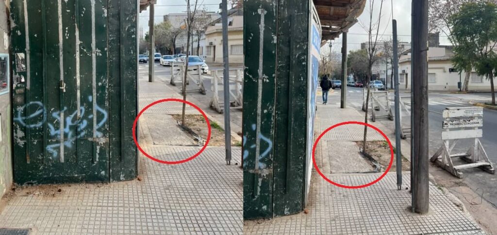 Vecinos denuncian que taparon otro cantero con cemento frente a obra en construcción