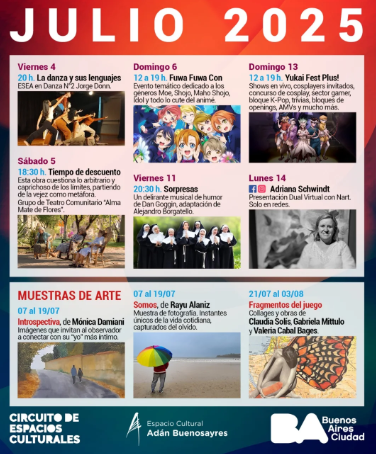Parque Chacabuco: el mes de Julio llega al Adán con una programación para todos los gustos y edades