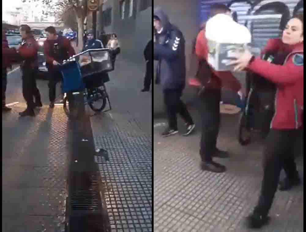 La policía le tiró los termos con café a un vendedor ambulante frente a la estación Once
