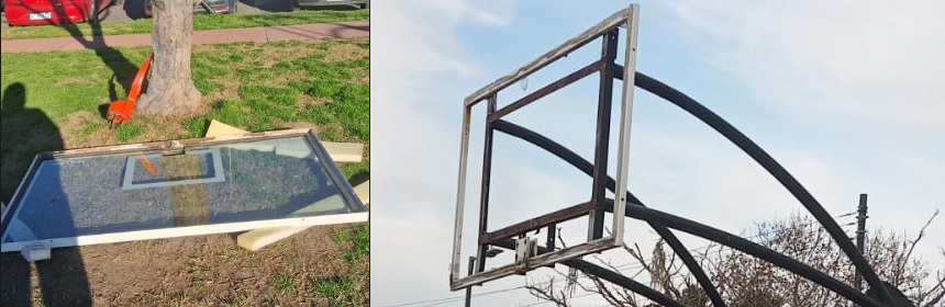 La comunidad de La Copita repuso el tablero en la célebre cancha de básquet de Saavedra