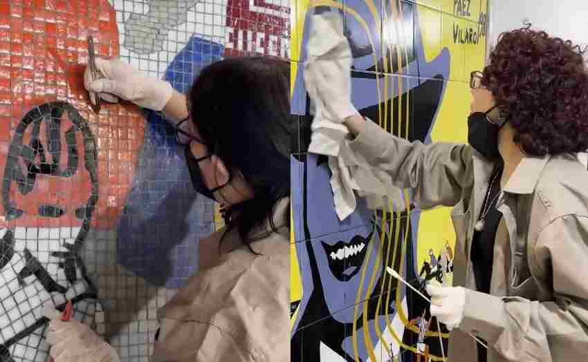 Avanza la puesta en valor de la Estación Carlos Gardel del Abasto y la restauración de los murales