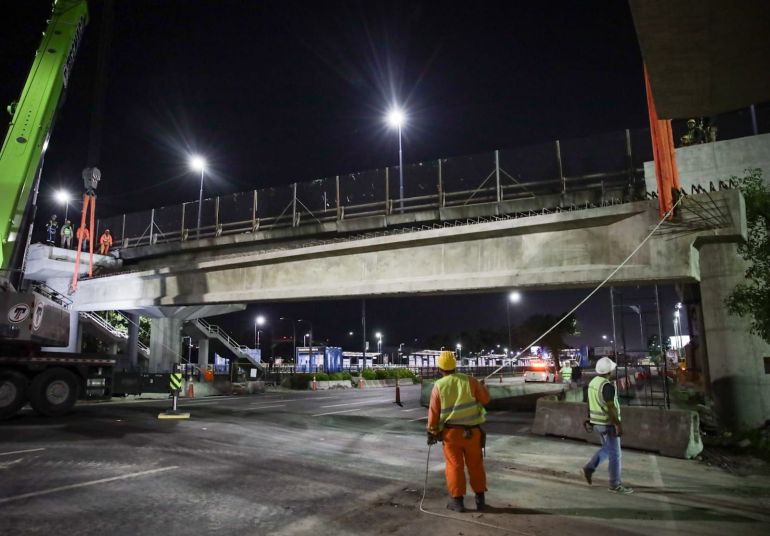 Megaoperativo nocturno para colocar la estructura del nuevo Puente Labruna
