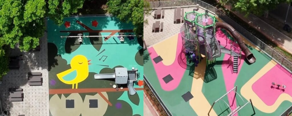 Renovados los dos patios de juegos del bulevar García del Río: propuestas innovadoras e inclusivas