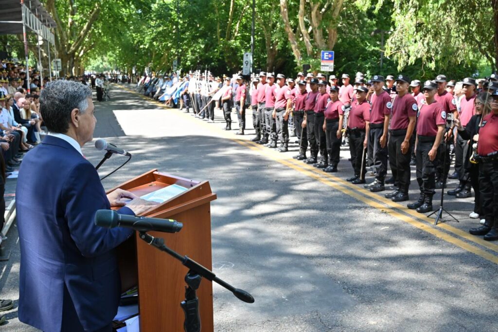 La Policía de la Ciudad cumplió nueve años: el GCBA celebró “el nivel más bajo de delitos” con un acto en Puerto Madero