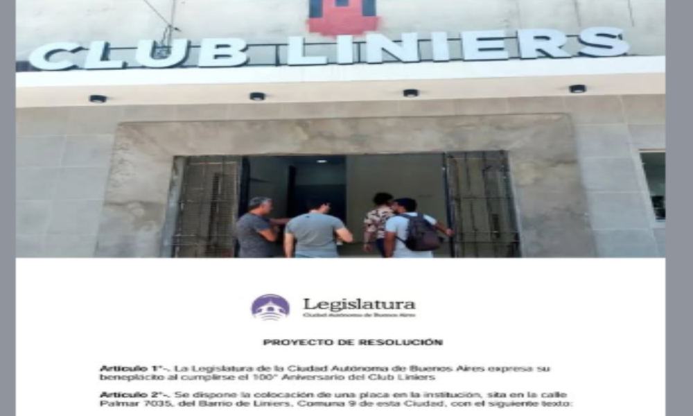 El Club Liniers se prepara para celebrar su centenario con reconocimiento de la Legislatura Porteña