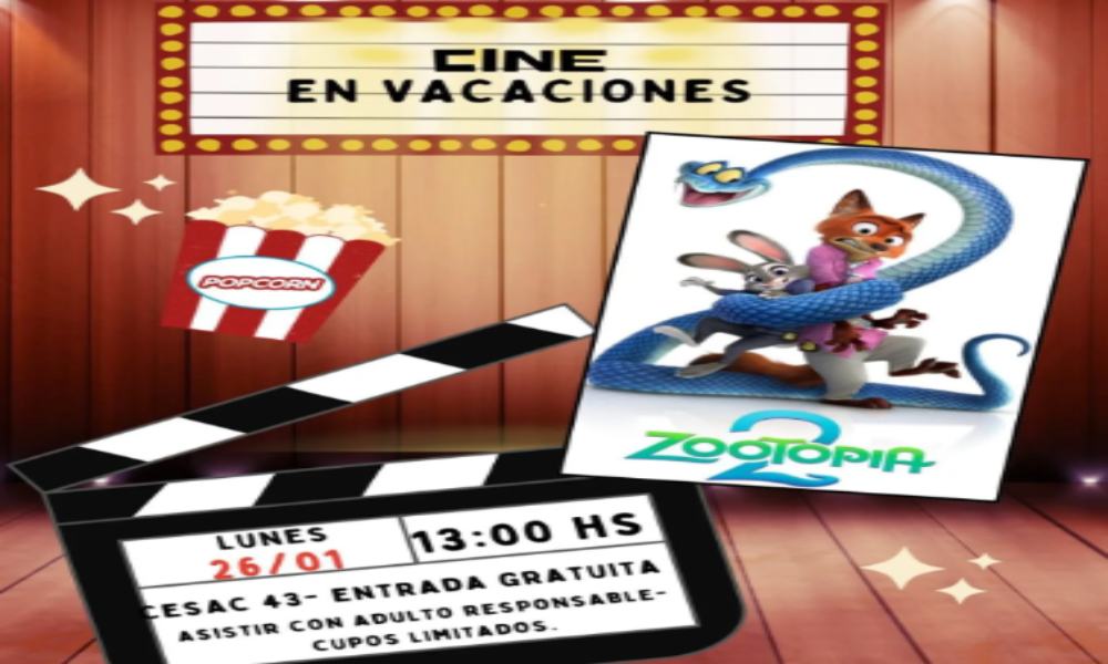 Cine infantil gratis en Lugano: CESAC 43 arranca ciclo con “Zootopia” para pibes de Villa 20