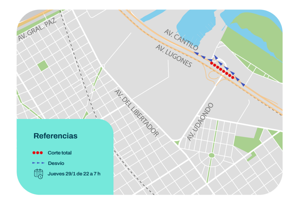 Corte total de la Autopista Cantilo por las obras de ampliación del Puente Labruna: desvíos