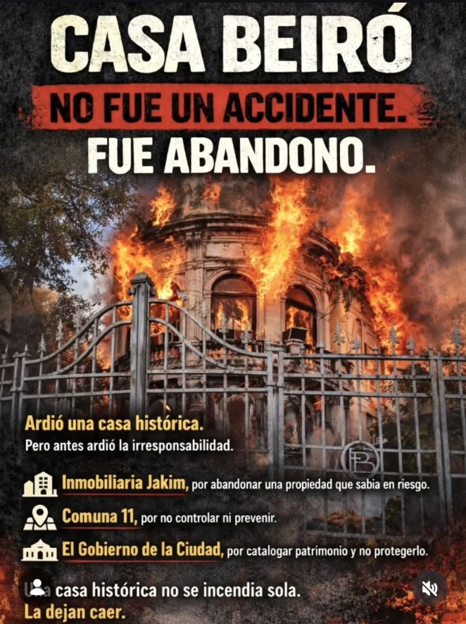 Nuevo incendio en la Casa de Francisco Beiró