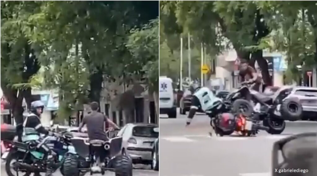 Parque Chacabuco: un conductor de cuatriciclo embistió a agentes de tránsito para evadir un control