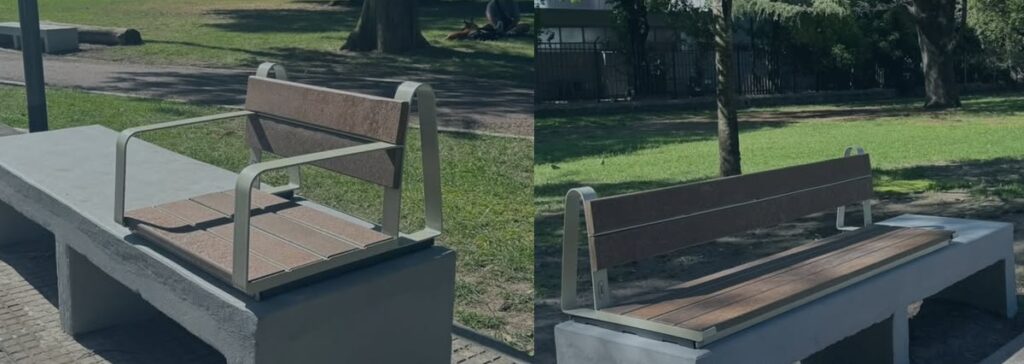 La Comuna 12 instala nuevos bancos accesibles en el Parque Saavedra
