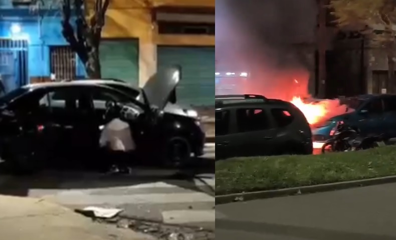 Dos siniestros viales en la madrugada: un auto incendiado en Devoto y un choque con heridos en Mataderos