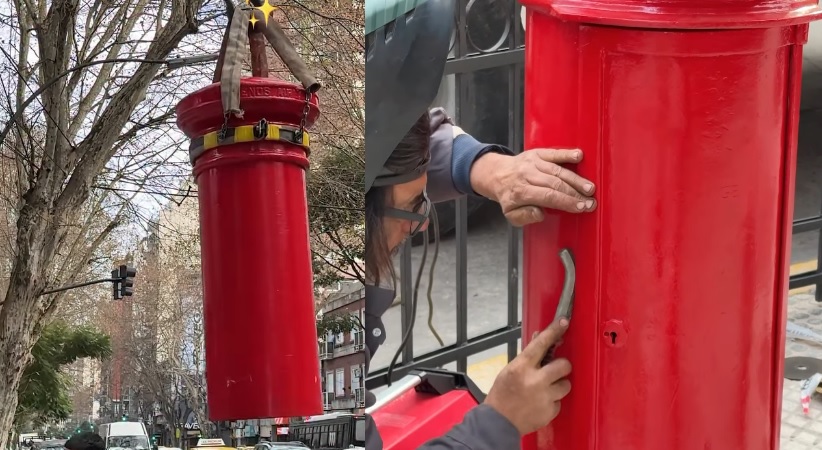 Restauraron el histórico buzón de Avenida Santa Fe y Azcuénaga en Recoleta